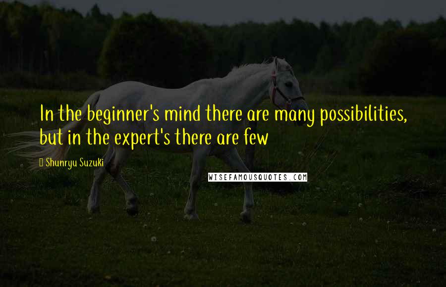 Shunryu Suzuki Quotes: In the beginner's mind there are many possibilities, but in the expert's there are few