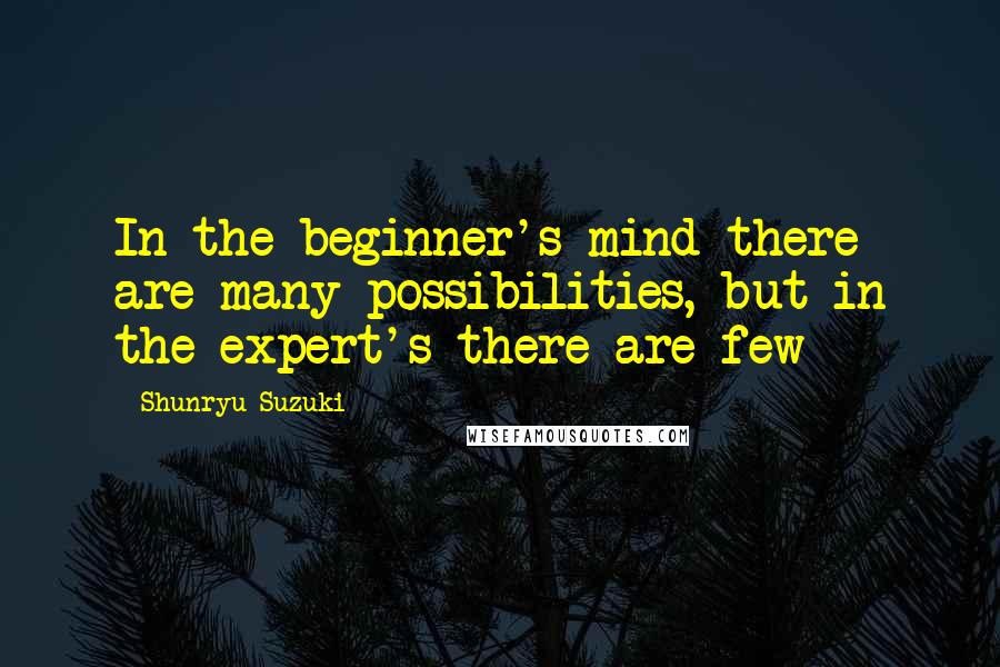 Shunryu Suzuki Quotes: In the beginner's mind there are many possibilities, but in the expert's there are few