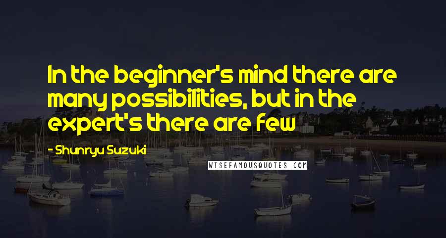 Shunryu Suzuki Quotes: In the beginner's mind there are many possibilities, but in the expert's there are few