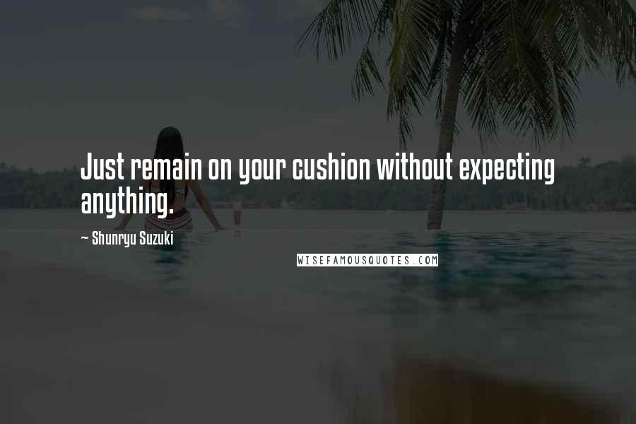 Shunryu Suzuki Quotes: Just remain on your cushion without expecting anything.