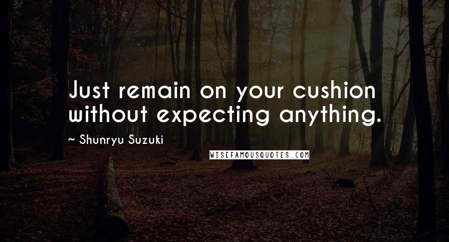 Shunryu Suzuki Quotes: Just remain on your cushion without expecting anything.