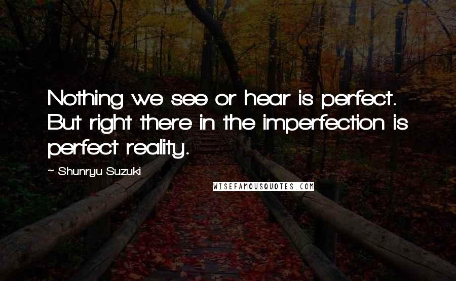 Shunryu Suzuki Quotes: Nothing we see or hear is perfect. But right there in the imperfection is perfect reality.