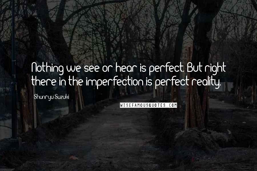 Shunryu Suzuki Quotes: Nothing we see or hear is perfect. But right there in the imperfection is perfect reality.