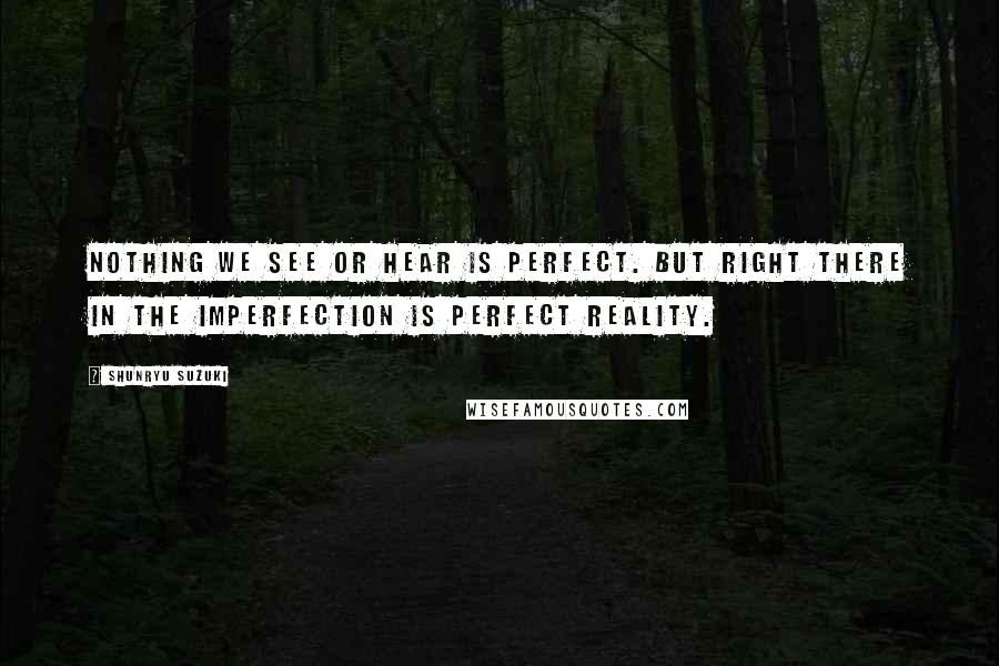 Shunryu Suzuki Quotes: Nothing we see or hear is perfect. But right there in the imperfection is perfect reality.