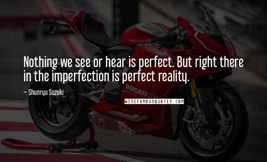 Shunryu Suzuki Quotes: Nothing we see or hear is perfect. But right there in the imperfection is perfect reality.