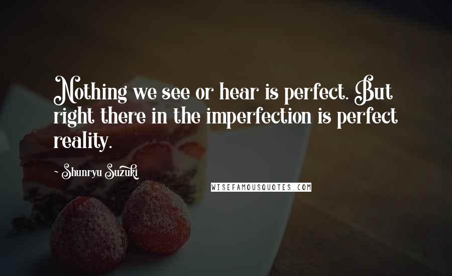 Shunryu Suzuki Quotes: Nothing we see or hear is perfect. But right there in the imperfection is perfect reality.