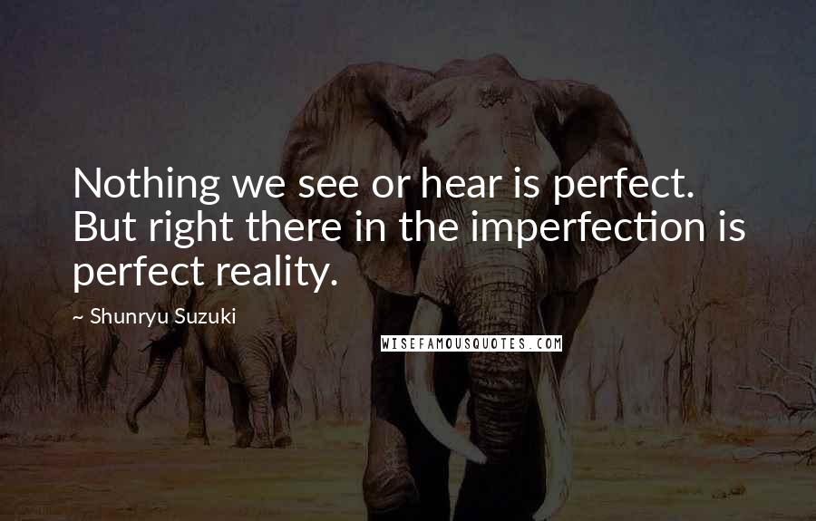 Shunryu Suzuki Quotes: Nothing we see or hear is perfect. But right there in the imperfection is perfect reality.