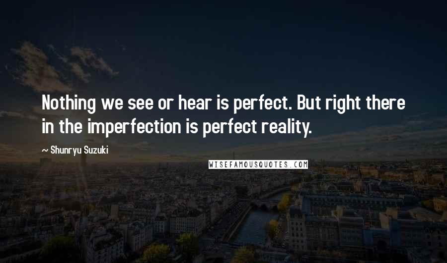 Shunryu Suzuki Quotes: Nothing we see or hear is perfect. But right there in the imperfection is perfect reality.