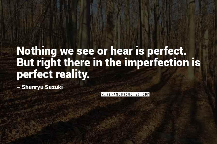 Shunryu Suzuki Quotes: Nothing we see or hear is perfect. But right there in the imperfection is perfect reality.