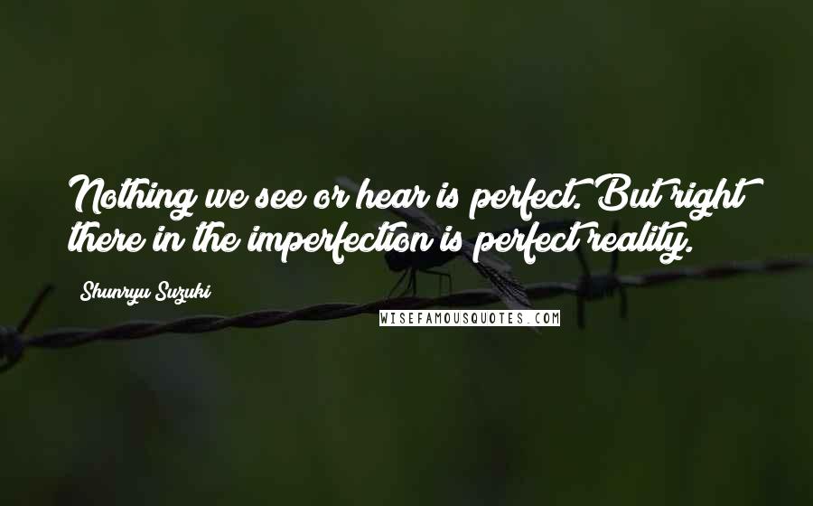 Shunryu Suzuki Quotes: Nothing we see or hear is perfect. But right there in the imperfection is perfect reality.