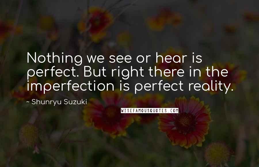 Shunryu Suzuki Quotes: Nothing we see or hear is perfect. But right there in the imperfection is perfect reality.