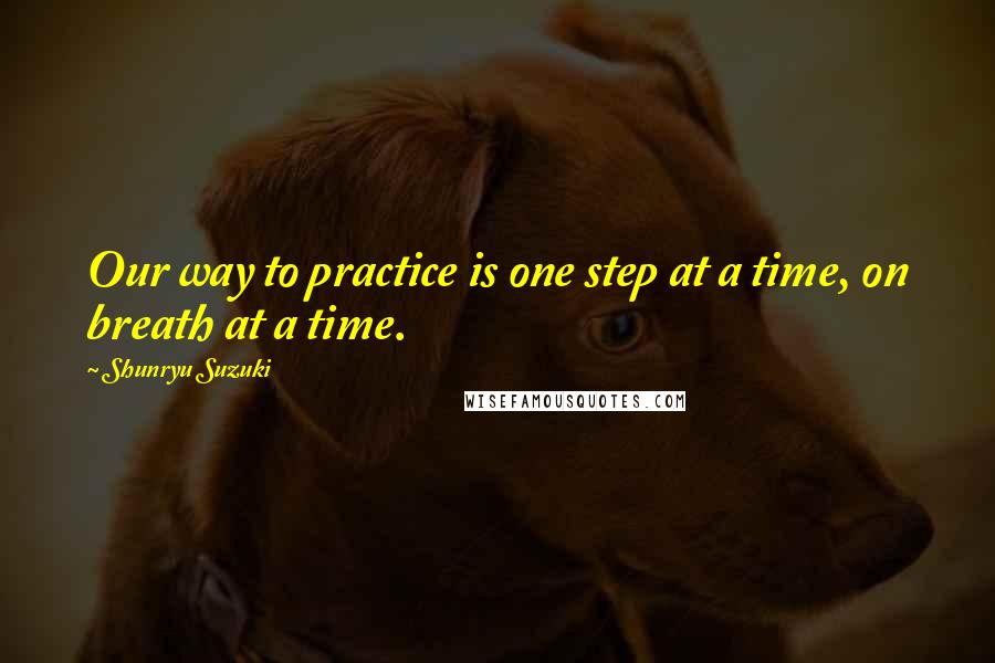 Shunryu Suzuki Quotes: Our way to practice is one step at a time, on breath at a time.