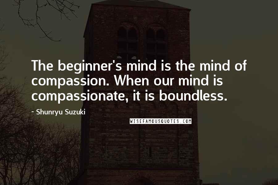 Shunryu Suzuki Quotes: The beginner's mind is the mind of compassion. When our mind is compassionate, it is boundless.