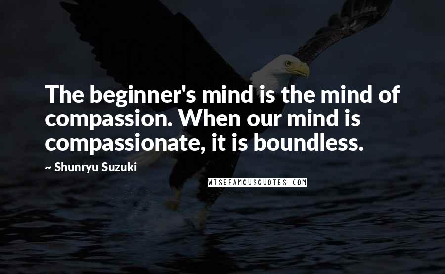 Shunryu Suzuki Quotes: The beginner's mind is the mind of compassion. When our mind is compassionate, it is boundless.