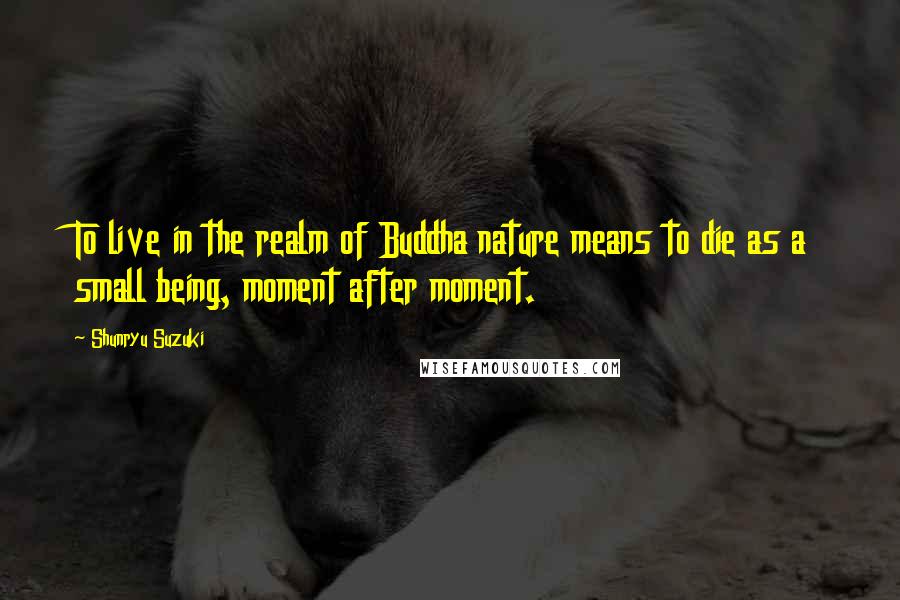 Shunryu Suzuki Quotes: To live in the realm of Buddha nature means to die as a small being, moment after moment.