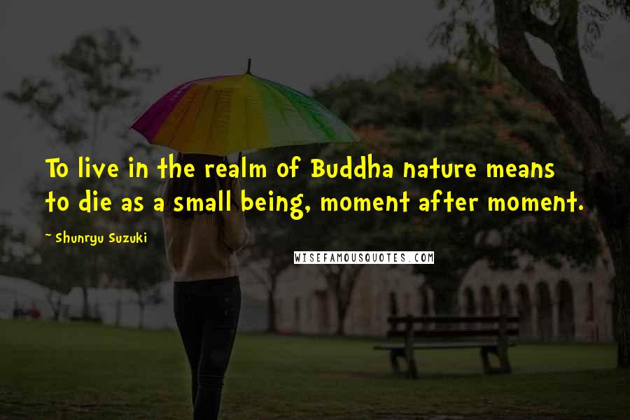 Shunryu Suzuki Quotes: To live in the realm of Buddha nature means to die as a small being, moment after moment.