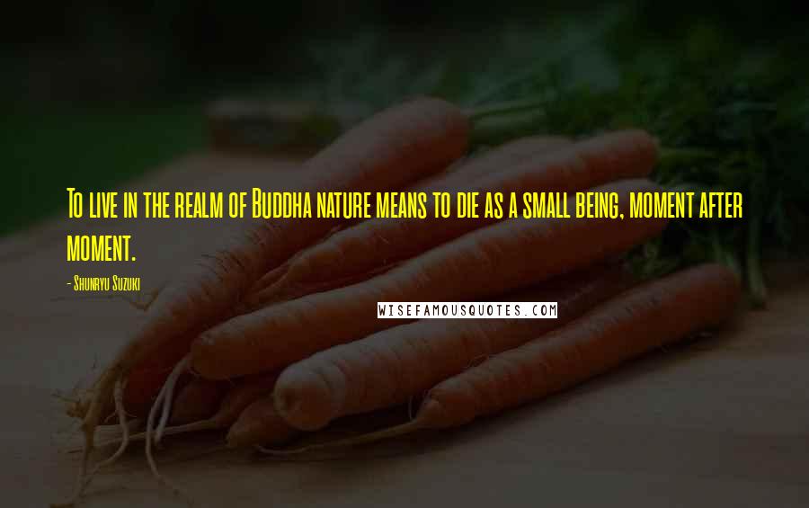 Shunryu Suzuki Quotes: To live in the realm of Buddha nature means to die as a small being, moment after moment.
