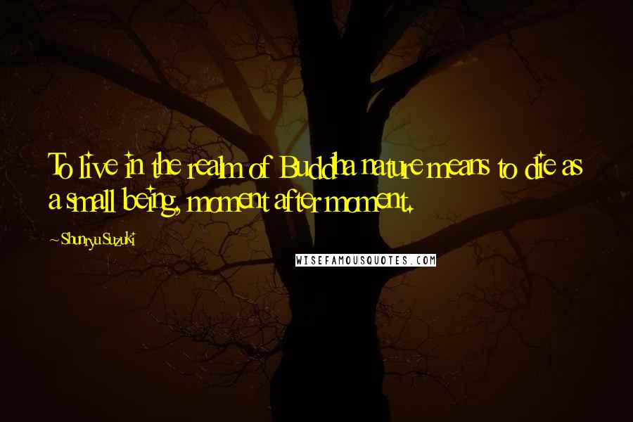 Shunryu Suzuki Quotes: To live in the realm of Buddha nature means to die as a small being, moment after moment.