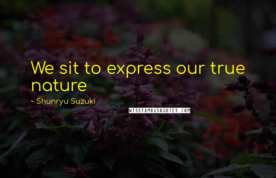 Shunryu Suzuki Quotes: We sit to express our true nature