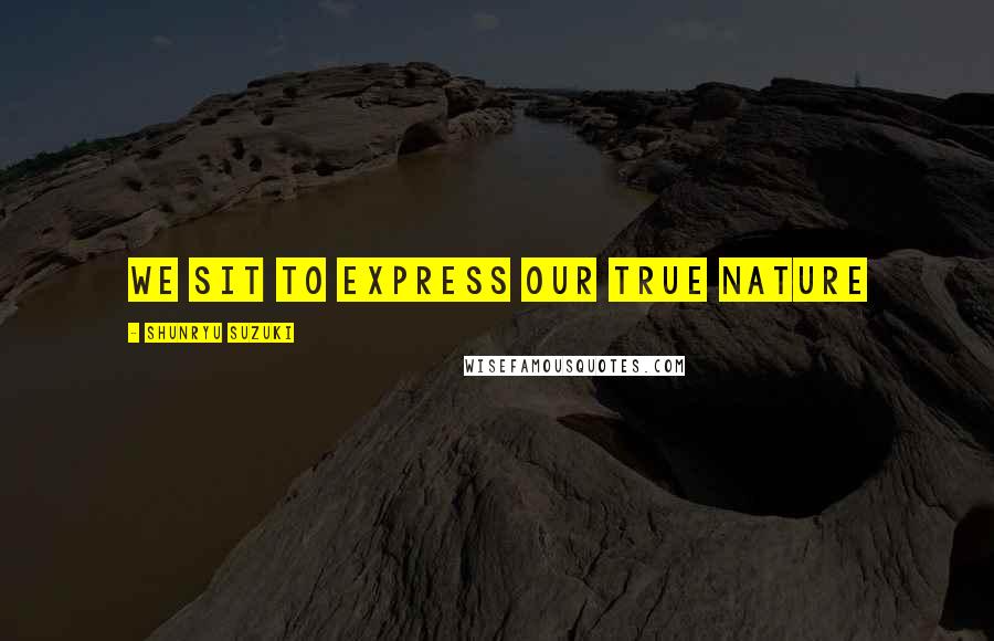 Shunryu Suzuki Quotes: We sit to express our true nature