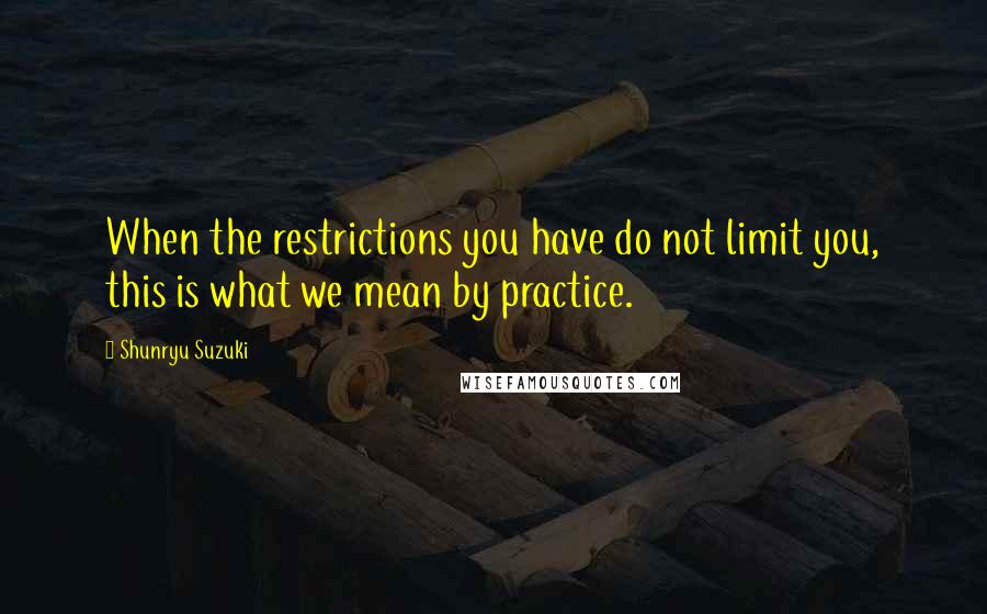 Shunryu Suzuki Quotes: When the restrictions you have do not limit you, this is what we mean by practice.