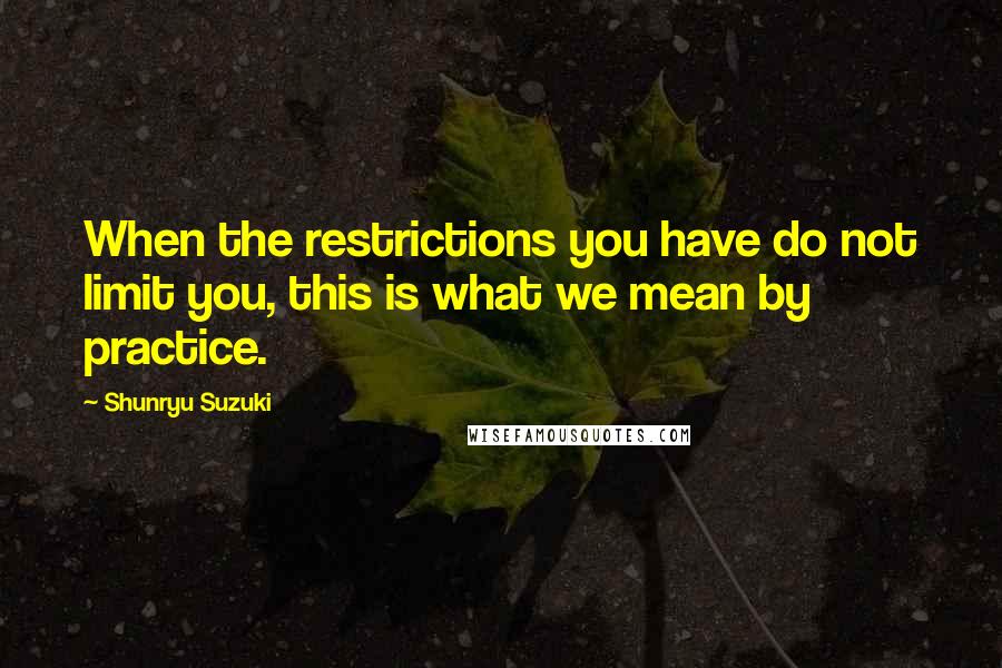 Shunryu Suzuki Quotes: When the restrictions you have do not limit you, this is what we mean by practice.