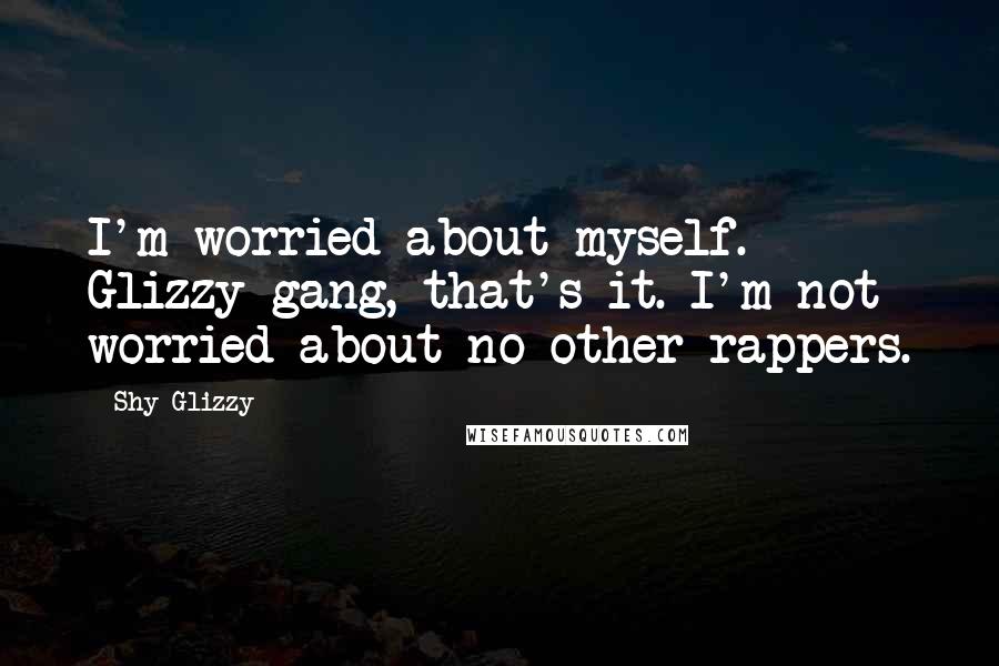 Shy Glizzy Quotes: I'm worried about myself. Glizzy gang, that's it. I'm not worried about no other rappers.