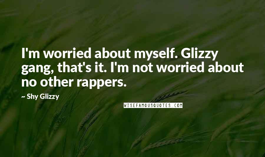 Shy Glizzy Quotes: I'm worried about myself. Glizzy gang, that's it. I'm not worried about no other rappers.