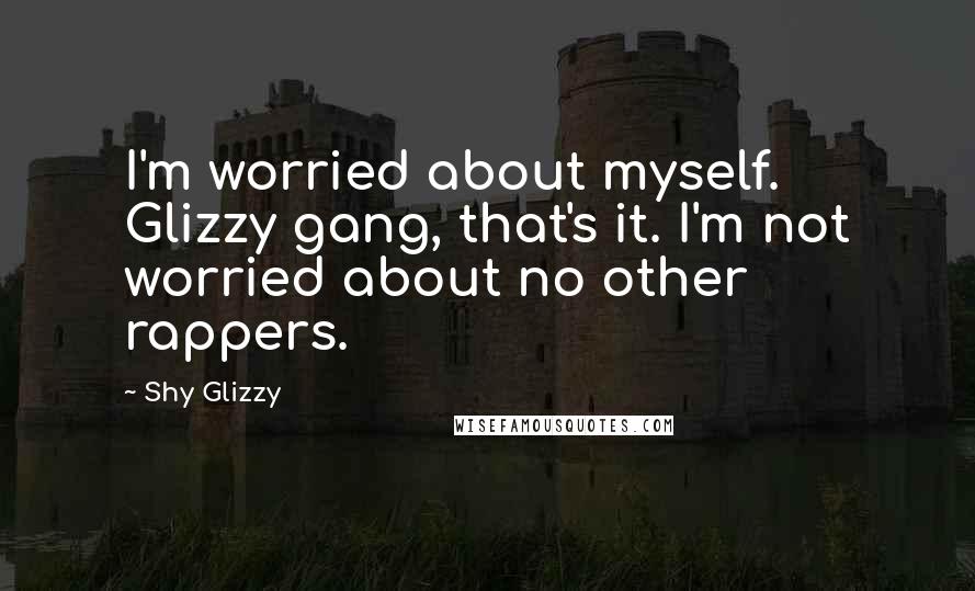 Shy Glizzy Quotes: I'm worried about myself. Glizzy gang, that's it. I'm not worried about no other rappers.