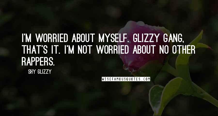 Shy Glizzy Quotes: I'm worried about myself. Glizzy gang, that's it. I'm not worried about no other rappers.