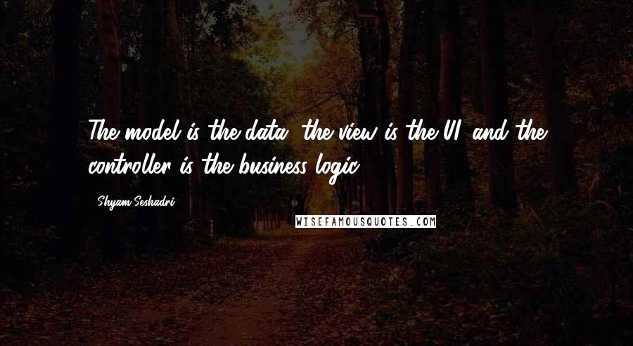 Shyam Seshadri Quotes: The model is the data, the view is the UI, and the controller is the business logic.