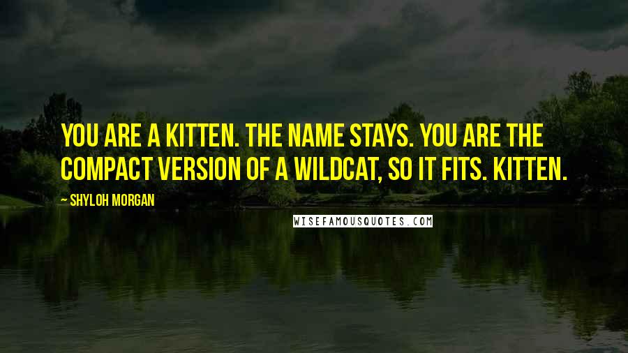 Shyloh Morgan Quotes: You are a kitten. The name stays. You are the compact version of a wildcat, so it fits. Kitten.