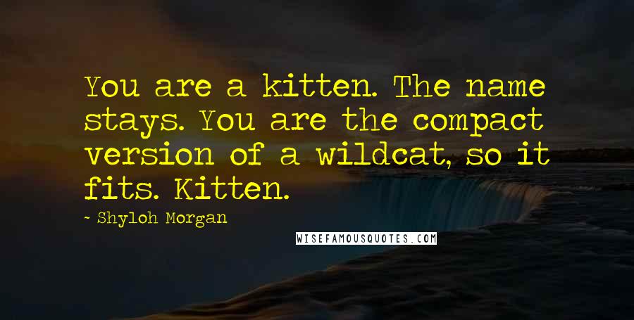 Shyloh Morgan Quotes: You are a kitten. The name stays. You are the compact version of a wildcat, so it fits. Kitten.