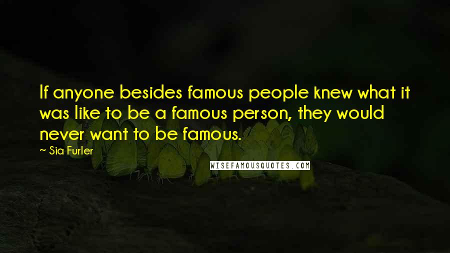 Sia Furler Quotes: If anyone besides famous people knew what it was like to be a famous person, they would never want to be famous.