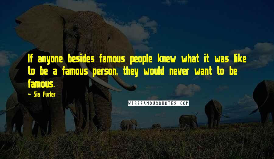 Sia Furler Quotes: If anyone besides famous people knew what it was like to be a famous person, they would never want to be famous.