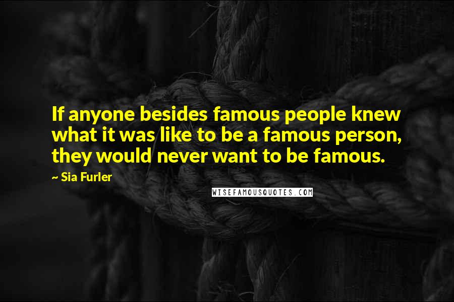 Sia Furler Quotes: If anyone besides famous people knew what it was like to be a famous person, they would never want to be famous.