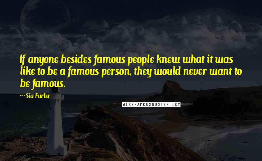 Sia Furler Quotes: If anyone besides famous people knew what it was like to be a famous person, they would never want to be famous.