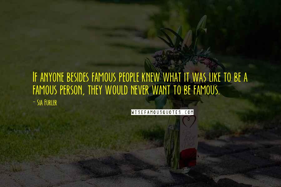 Sia Furler Quotes: If anyone besides famous people knew what it was like to be a famous person, they would never want to be famous.