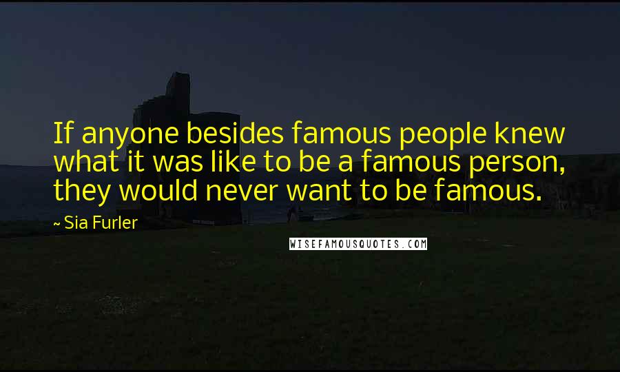 Sia Furler Quotes: If anyone besides famous people knew what it was like to be a famous person, they would never want to be famous.