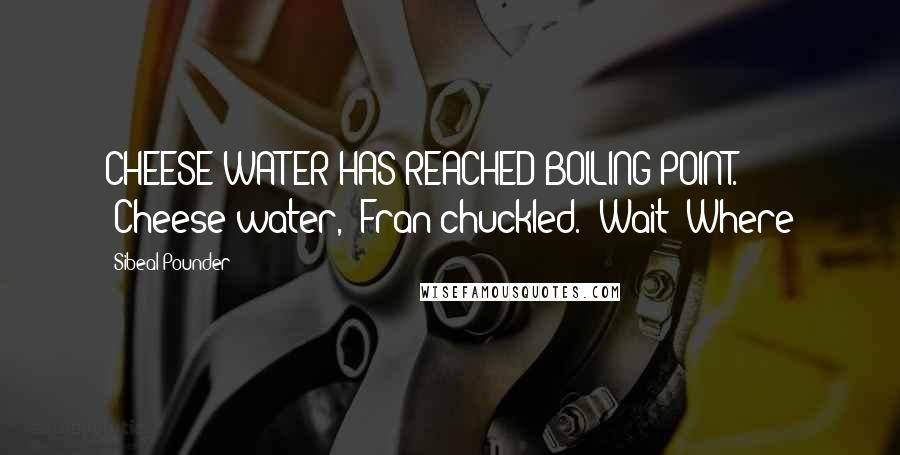 Sibeal Pounder Quotes: CHEESE WATER HAS REACHED BOILING POINT.' 'Cheese water,' Fran chuckled. 'Wait! Where