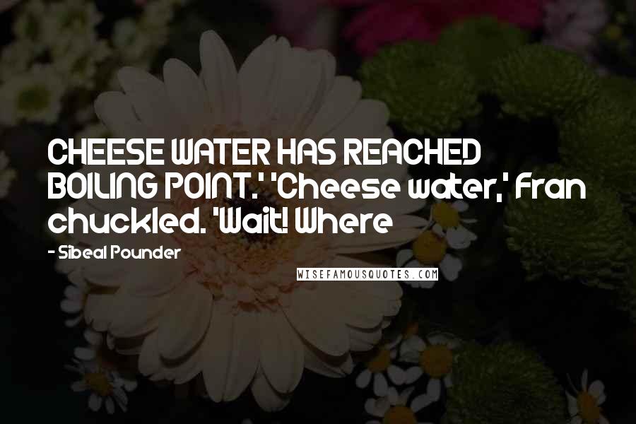 Sibeal Pounder Quotes: CHEESE WATER HAS REACHED BOILING POINT.' 'Cheese water,' Fran chuckled. 'Wait! Where