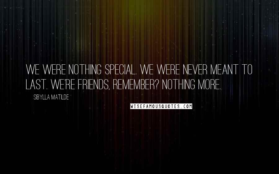 Sibylla Matilde Quotes: We were nothing special. We were never meant to last. We're friends, remember? Nothing more.