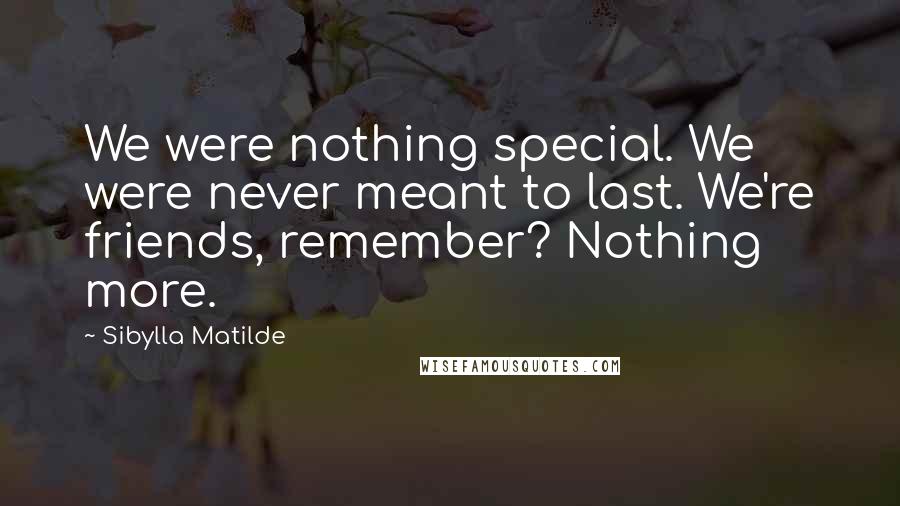 Sibylla Matilde Quotes: We were nothing special. We were never meant to last. We're friends, remember? Nothing more.