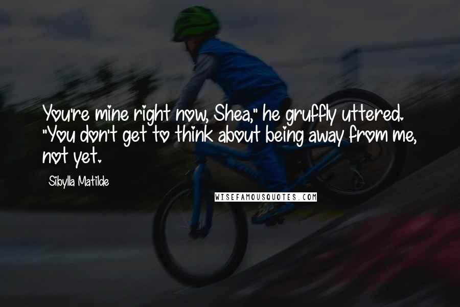 Sibylla Matilde Quotes: You're mine right now, Shea," he gruffly uttered. "You don't get to think about being away from me, not yet.