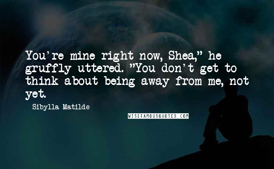 Sibylla Matilde Quotes: You're mine right now, Shea," he gruffly uttered. "You don't get to think about being away from me, not yet.