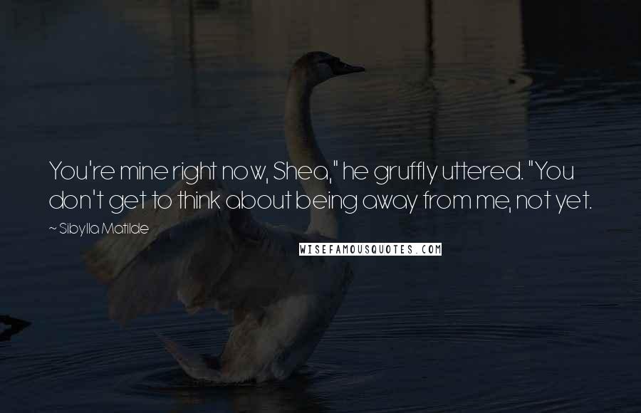 Sibylla Matilde Quotes: You're mine right now, Shea," he gruffly uttered. "You don't get to think about being away from me, not yet.