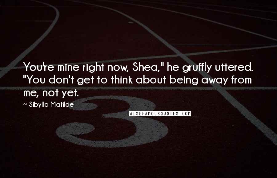 Sibylla Matilde Quotes: You're mine right now, Shea," he gruffly uttered. "You don't get to think about being away from me, not yet.