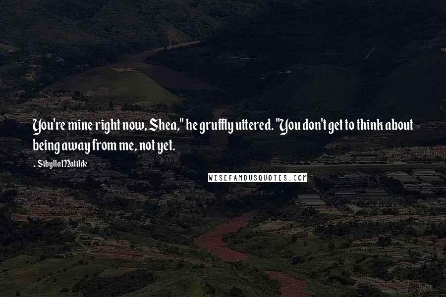 Sibylla Matilde Quotes: You're mine right now, Shea," he gruffly uttered. "You don't get to think about being away from me, not yet.