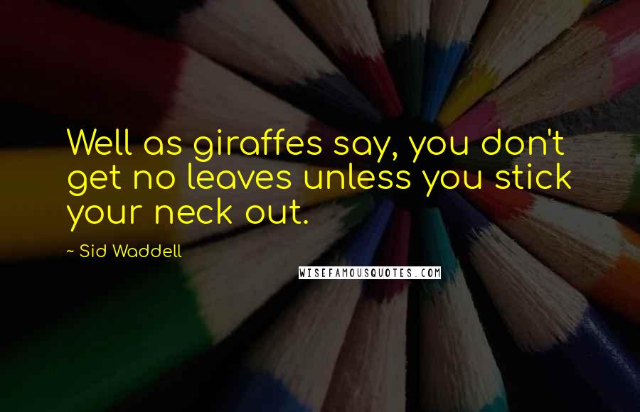 Sid Waddell Quotes: Well as giraffes say, you don't get no leaves unless you stick your neck out.