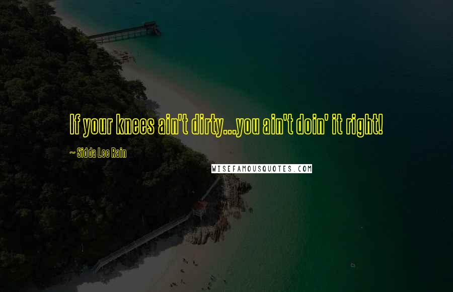 Sidda Lee Rain Quotes: If your knees ain't dirty...you ain't doin' it right!